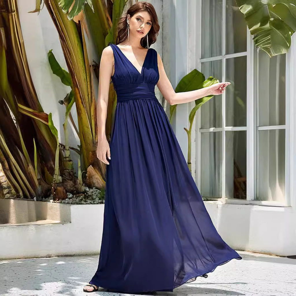 Plus Size Deep V Neck Evening Gown