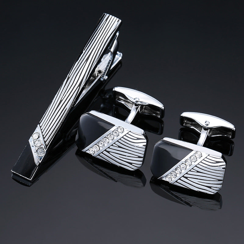 Or et argent noir cristal Rose motif émanel lot fleur Clip Clip Cuff Buckle Set
