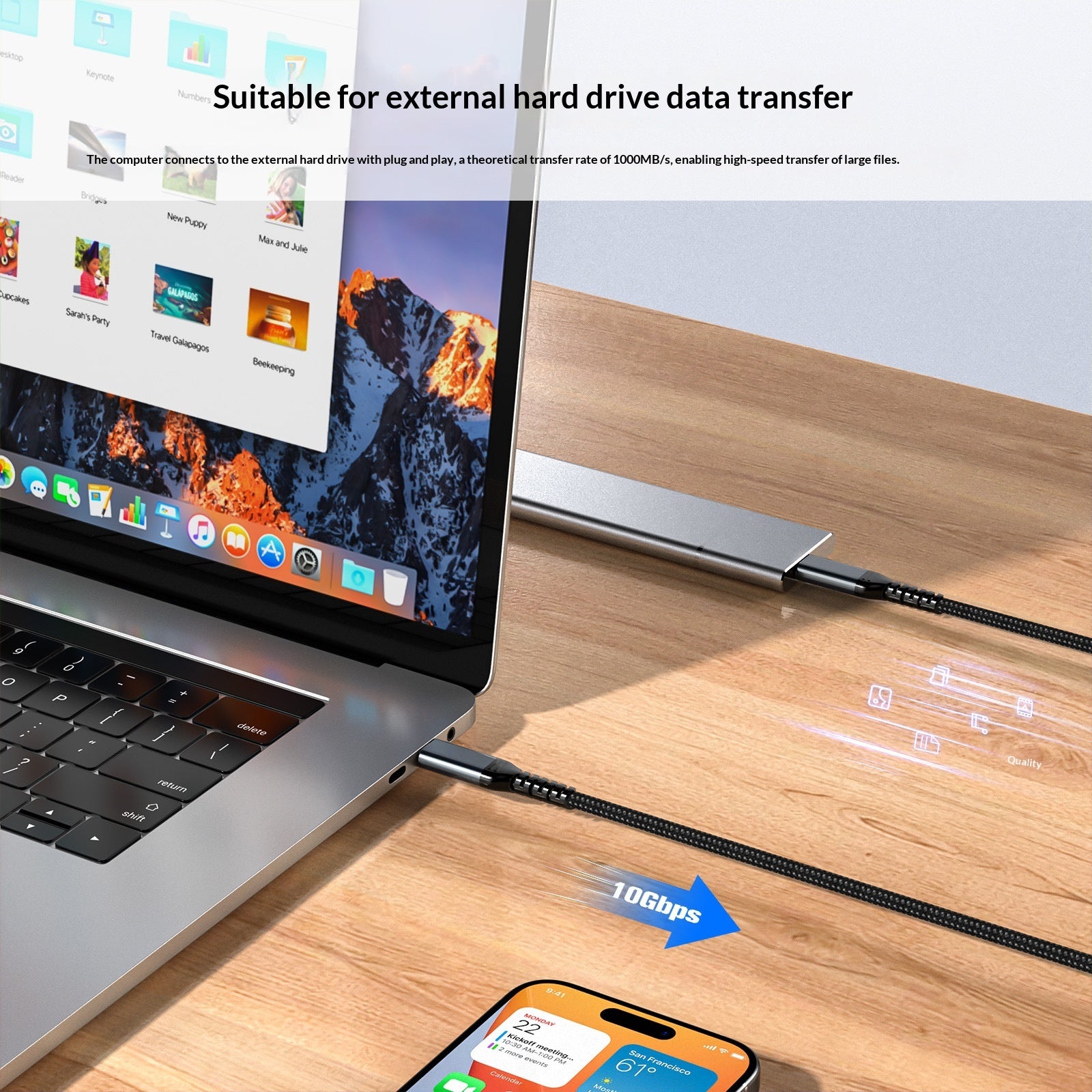 Câble de données de type C double tête SSD M2