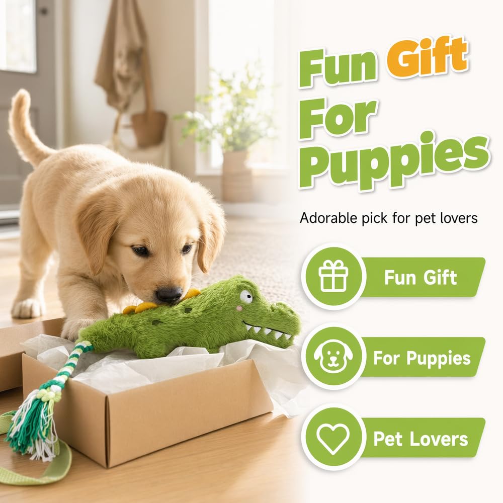 Fun Knotty Crocodile Dog Chew Jouet pour jouer interactif Coton corde et squeaky Plush