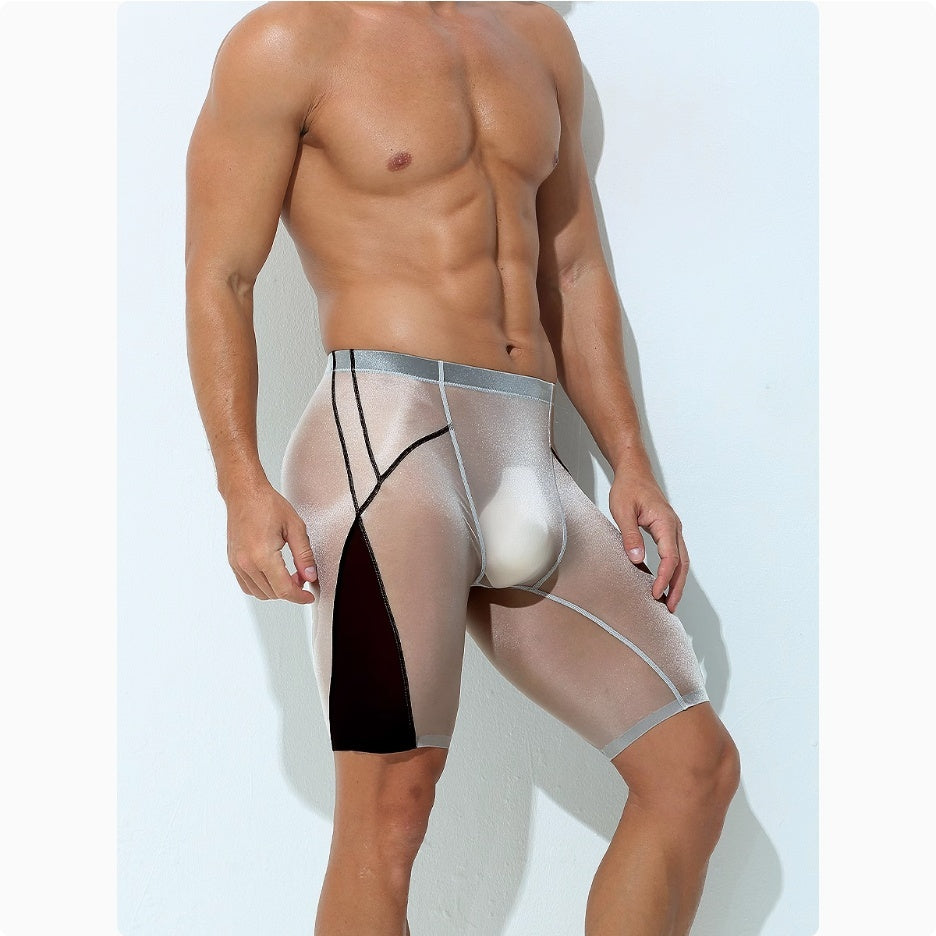 Sous-vêtements de sport en soie glacée Hommes Non-trace Porter Leg Quick Dry Plus Long Porter Crotch