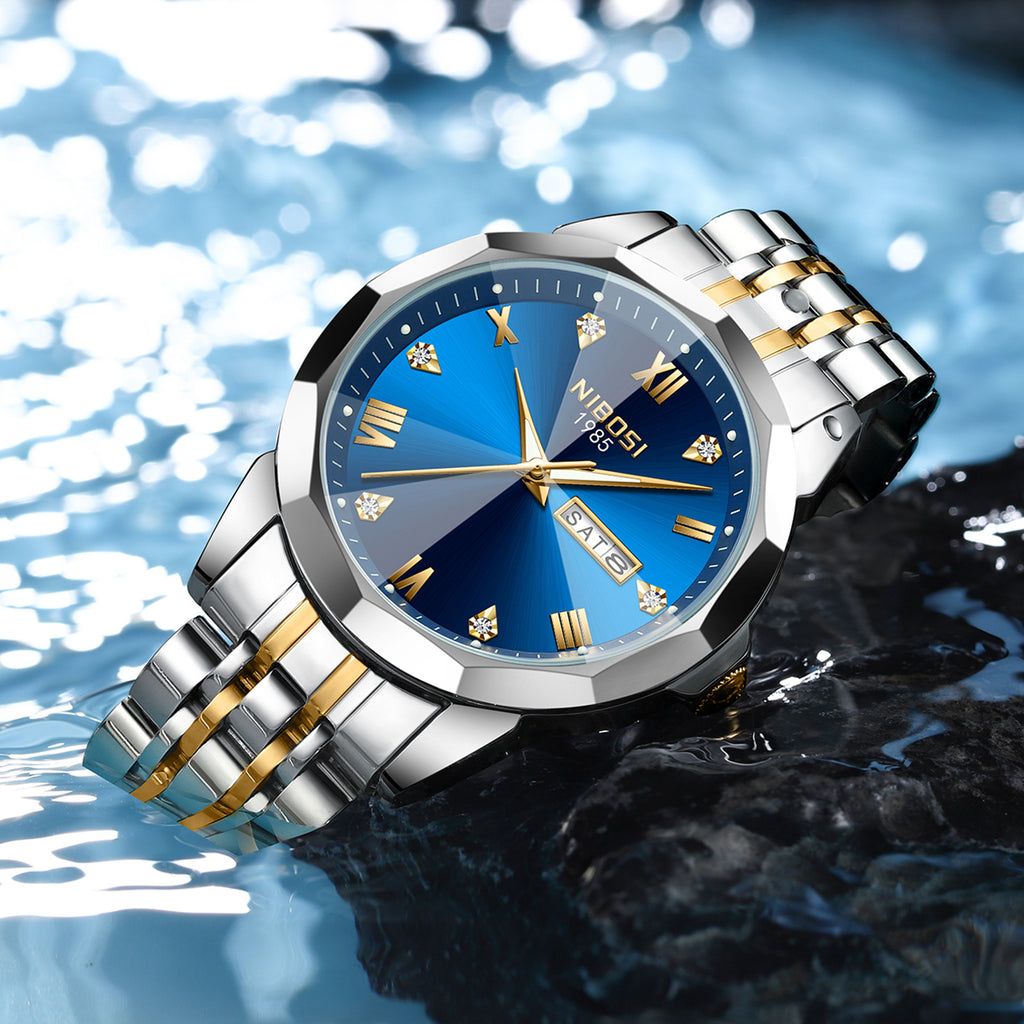 Montre bracelet en acier pour homme Quartz Lumineux étanche