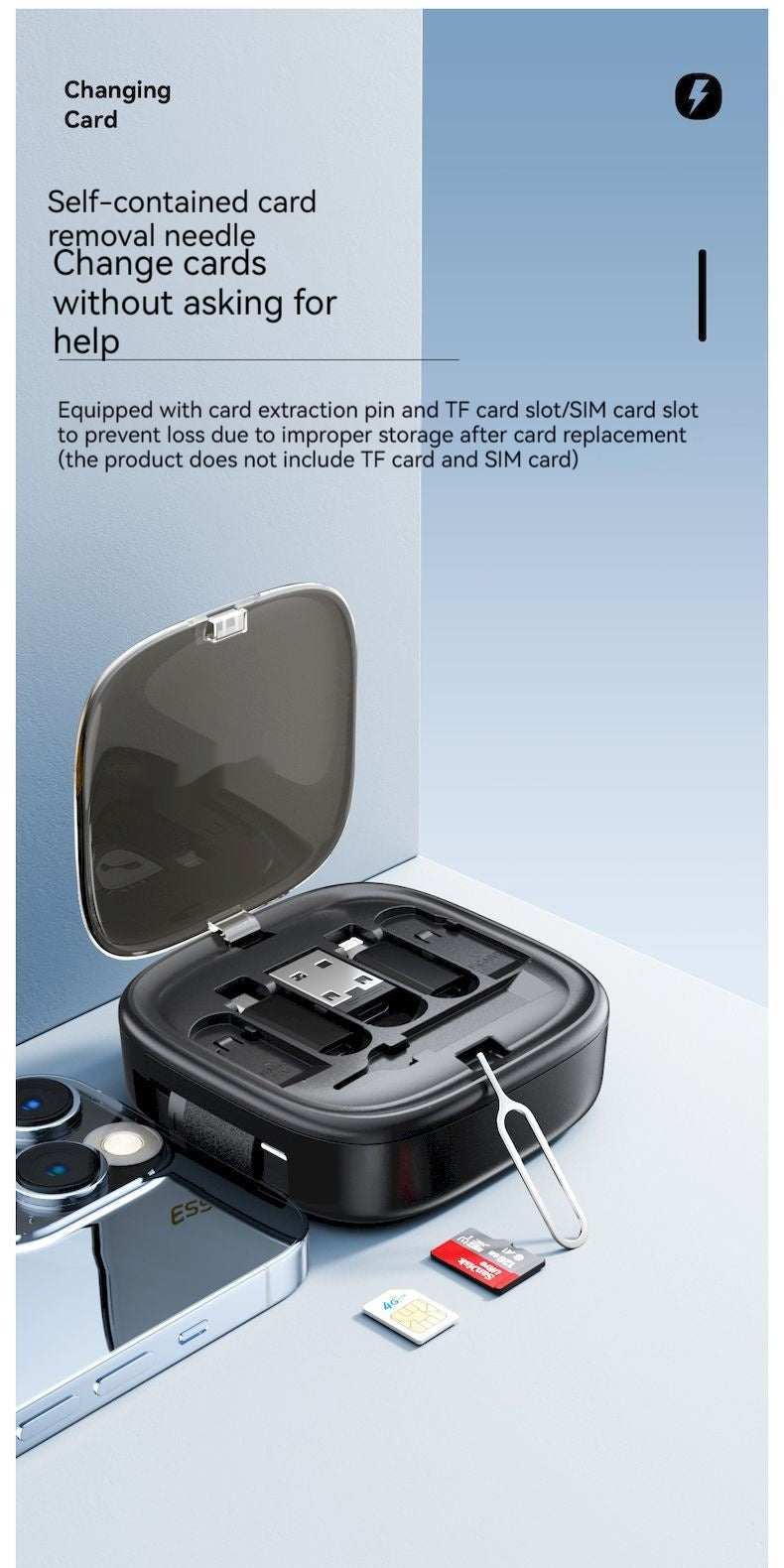 Data Cable Flexible Wire Storage 60W charge rapide Multi-fonction Mobile Téléphone Charger In