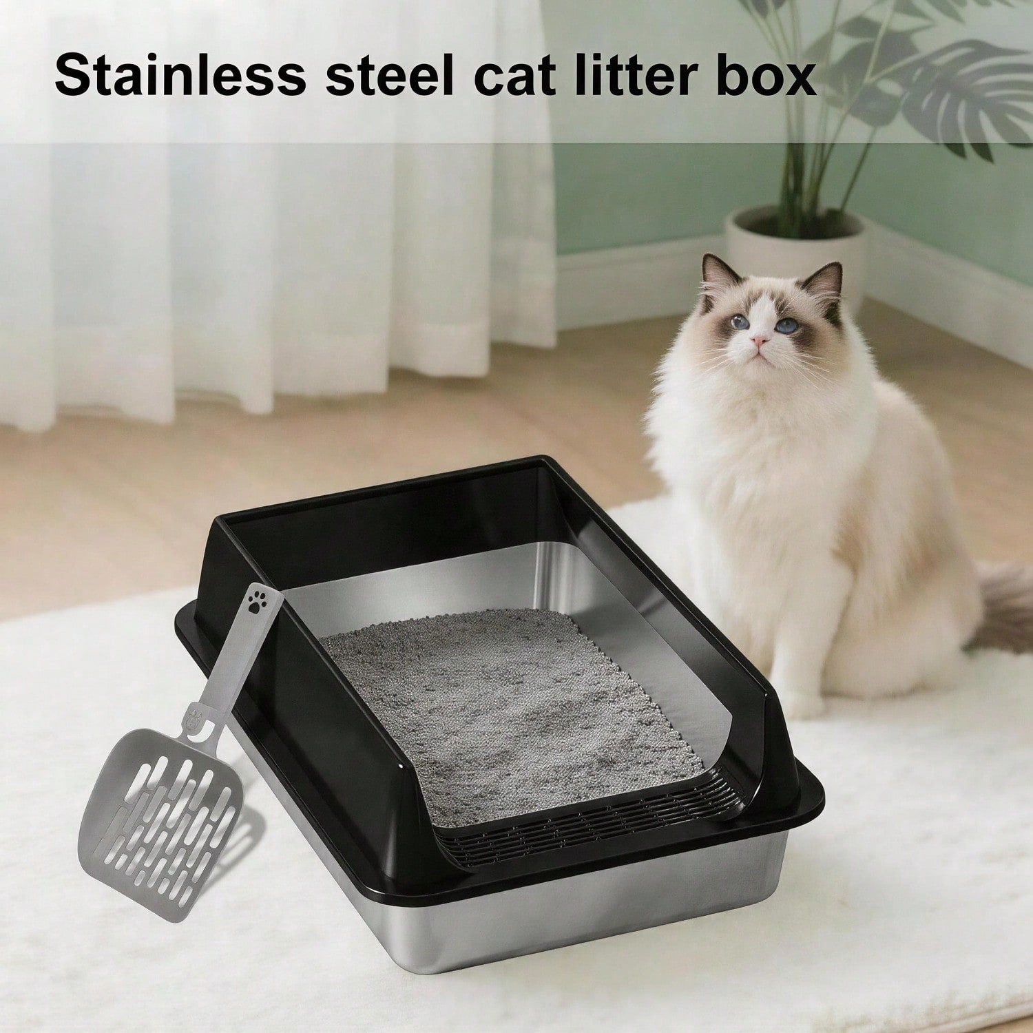Boîte à litière Cat en acier inoxydable