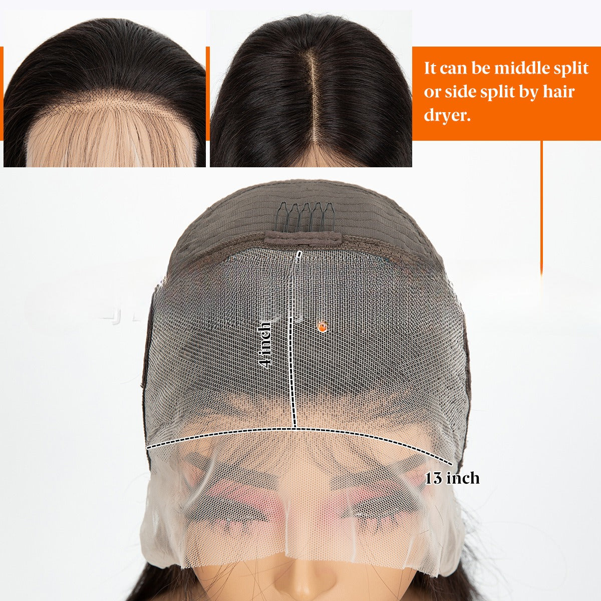 Perruques à tête pleine de dentelle à double trame longue droite Extensions de cheveux synthétiques