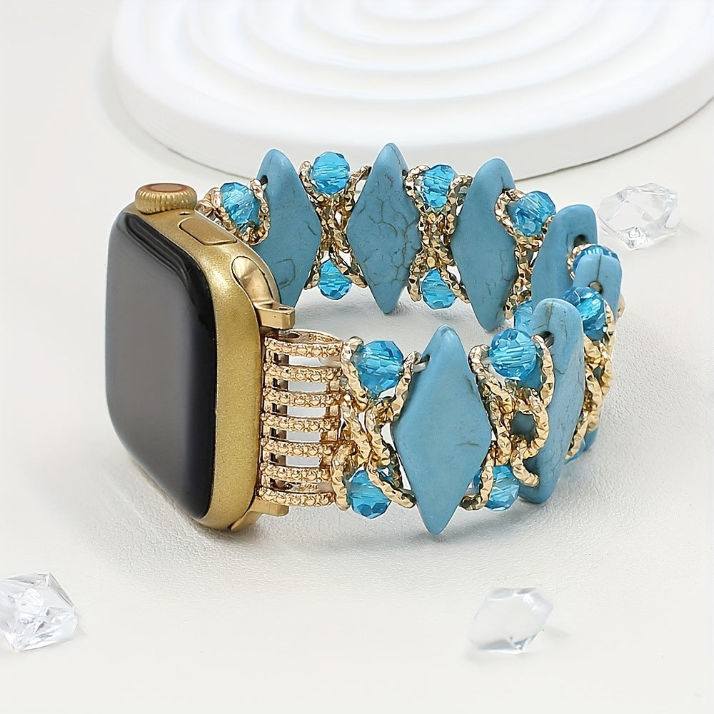 Bracelet de montre élastiquée à la mode Diamond-Pattern Turquoise