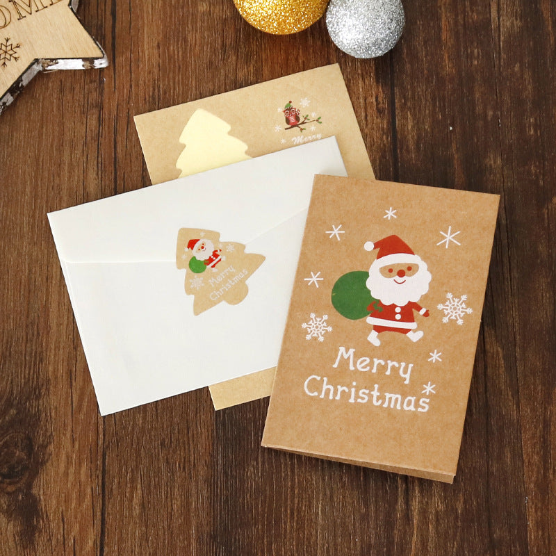 Papier Kraft Carte de Noël Bénédiction Carte de message Sticker de carte d'enveloppe