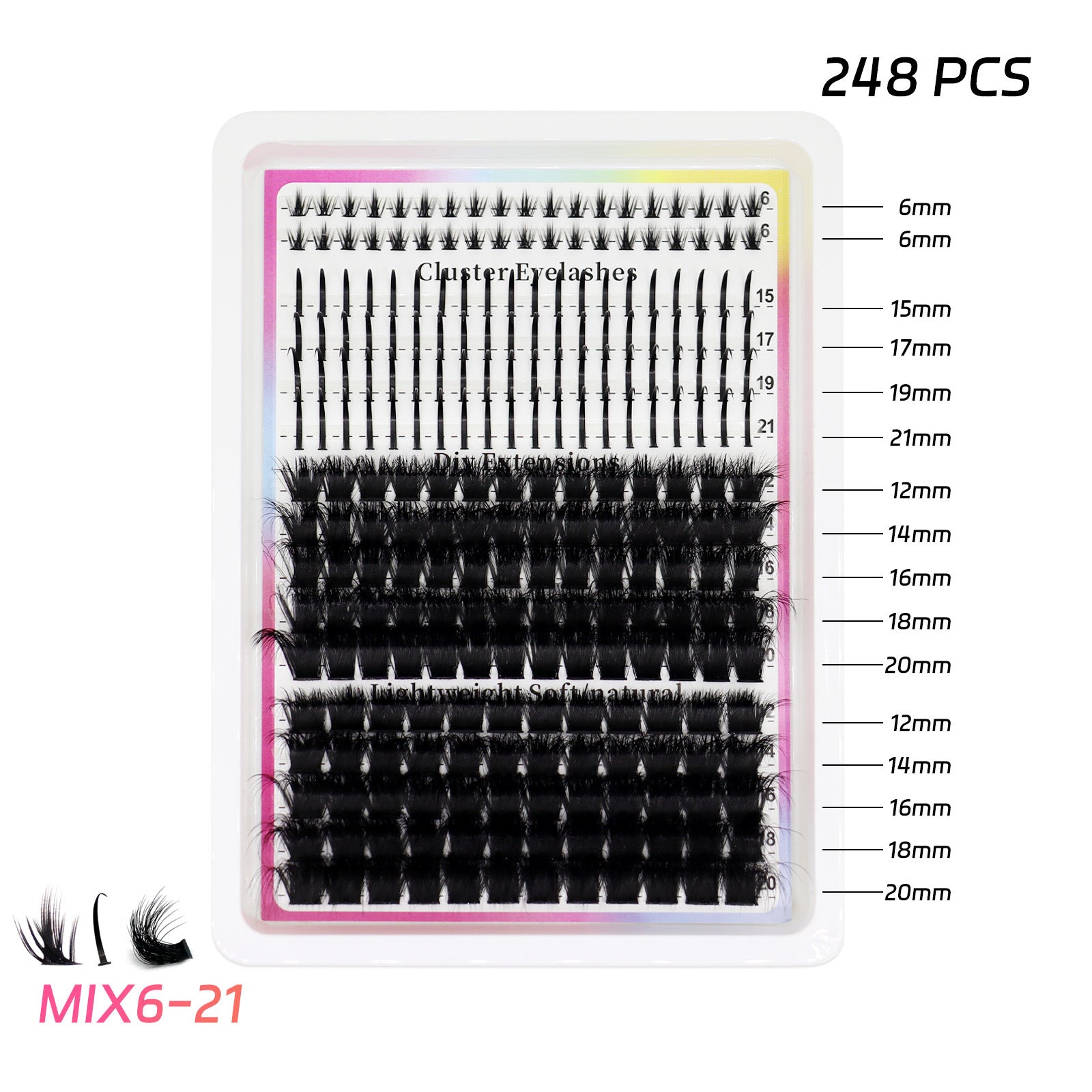 Faux cils segmentés de style féodal et mal emballés