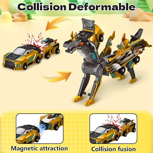2-en-1 Unisex mécanique Mini magnétique-Triggered Auto-Transform Pegasus Car Toy
