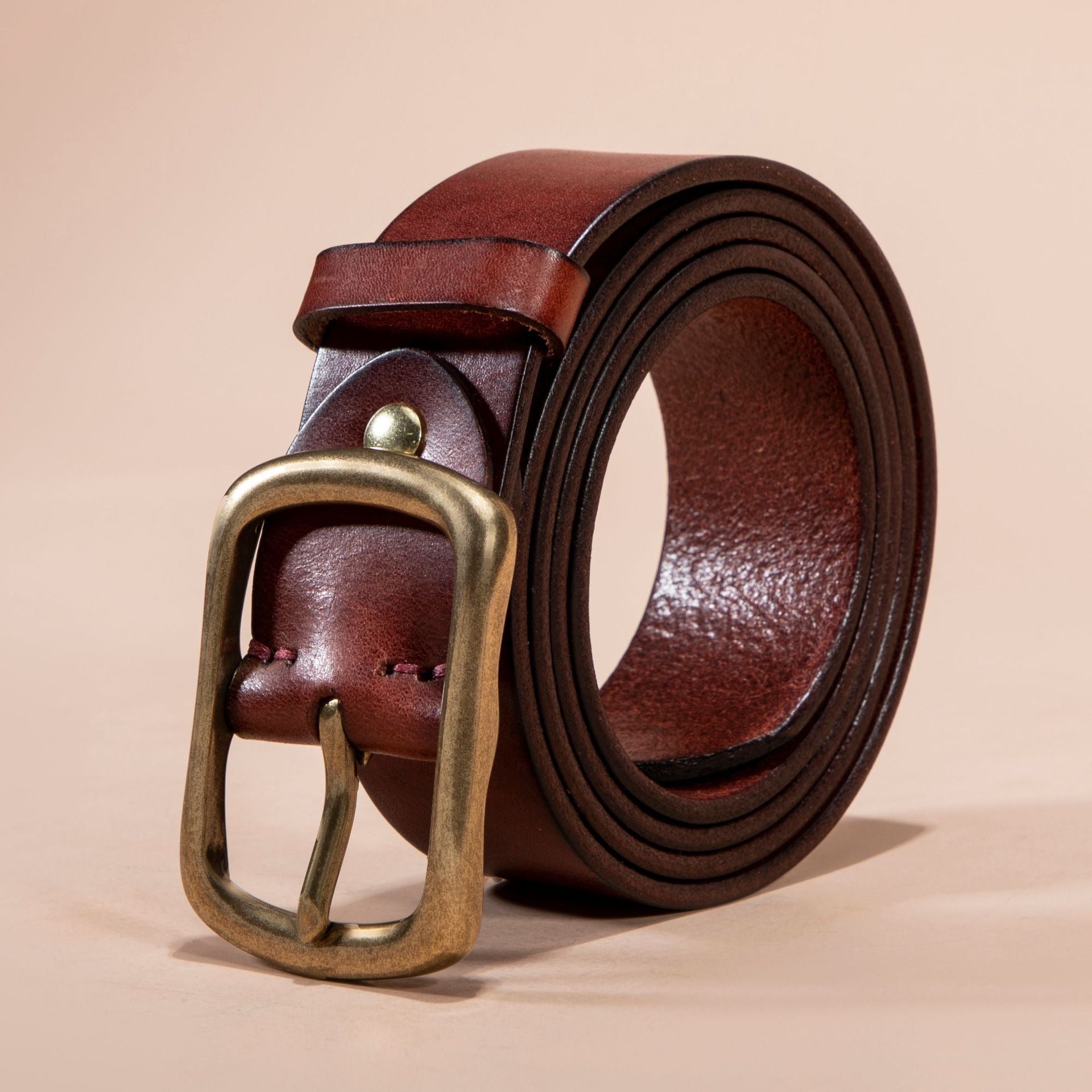 Ceinture pour hommes Cuir véritable Top Grain Pure Cowhide Retro Laiton Buckle