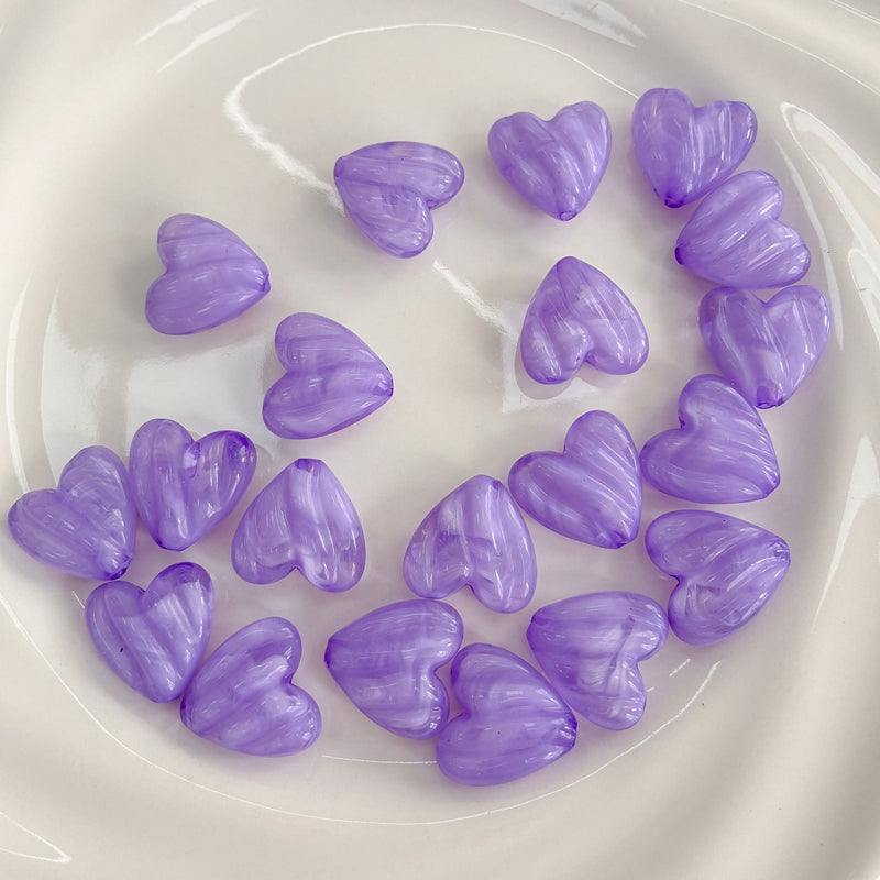 Perles de coeur en acrylique à deux tons