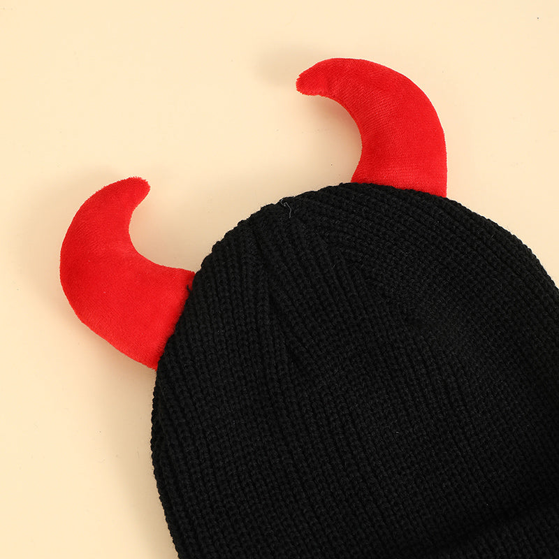 European and American Hip-hop Little Devil Beanie with Horn Shape