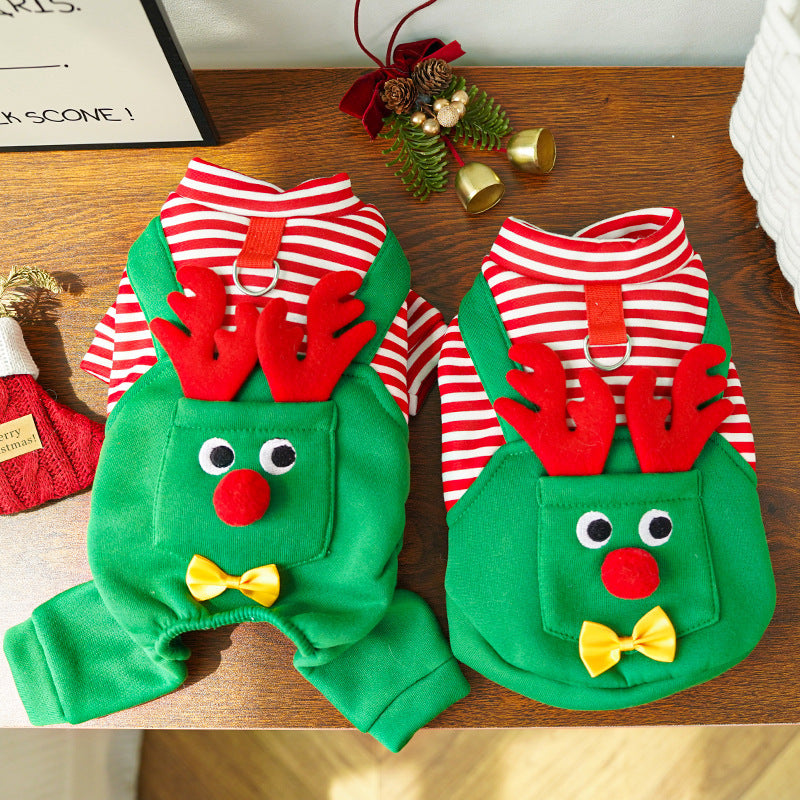 Chien de Noël Chats Coats Robe Déguisement Elk Pocket Sweatshirt Teddy Bichon Puppy Ki