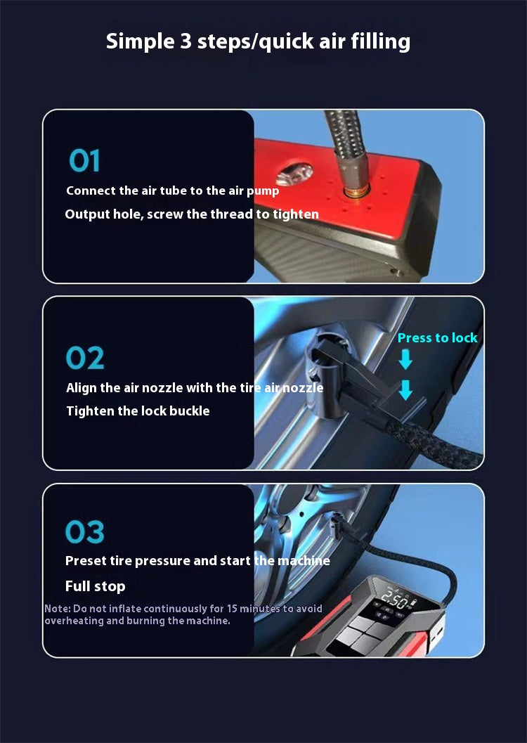 Auto Power Bank Alimentation d'urgence de démarrage Machine tout-en-un gonflable 12V