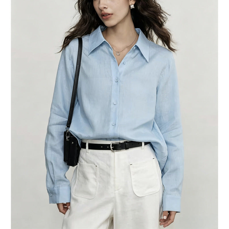 Haut de blouse de style lin pour femmes