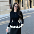 Printemps et automne Niche Style Élégant Socialite Tight Waist Sweater