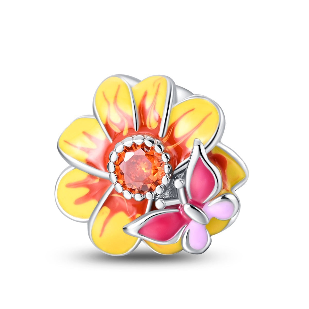 Bracelet pendentif en cuivre en forme de tournesol