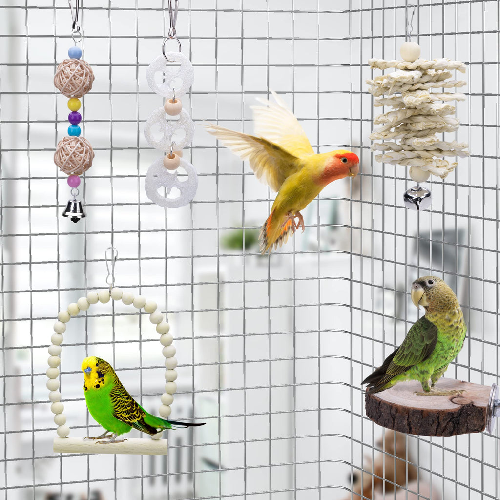 8 packs de jouets d'échouage de perroquets d'oiseaux - Jouets d'escalade d'oiseaux en bois naturel Sui