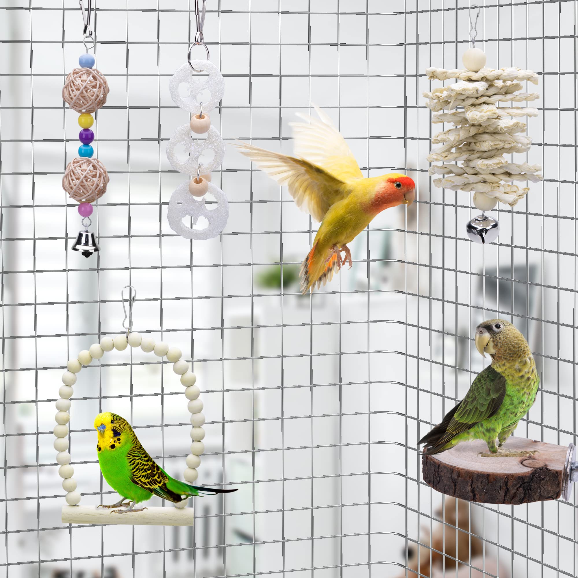 8 packs de jouets d'échouage de perroquets d'oiseaux - Jouets d'escalade d'oiseaux en bois naturel Sui