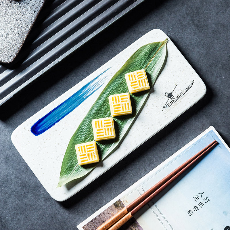 Céramique rectangulaire Sushi Platter japonais