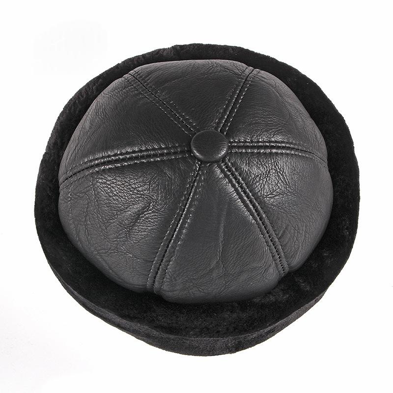 Chapeau d'hiver en cuir épais en forme de Melon Design Snowproof Et coupe-vent
