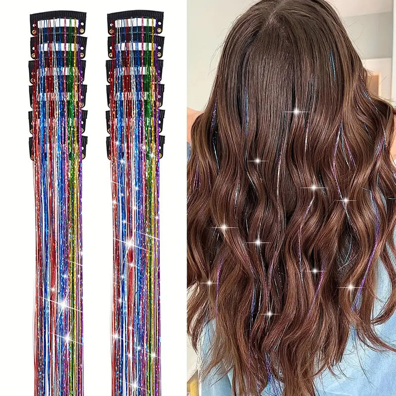 Extensions de cheveux brillants sans couture fil laser