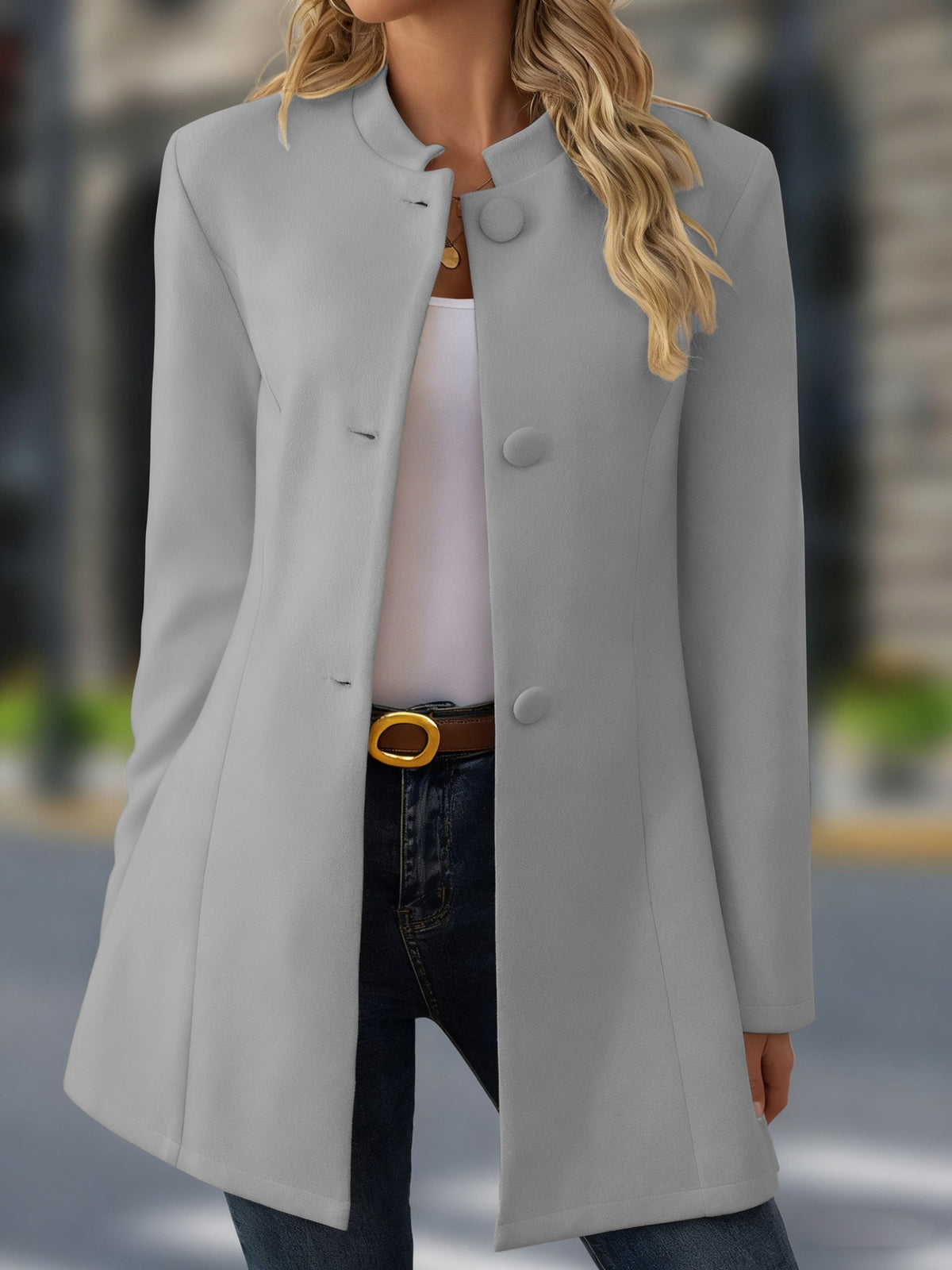 Collier de support occasionnel pour femmes Longueur moyenne Coat de laine Versatile