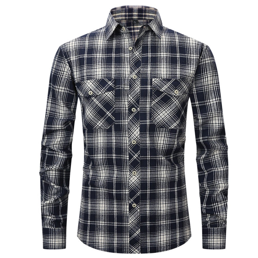 Chemise classique pour hommes avec poches - Bouton casual à manches longues pour le travail et l'extérieur