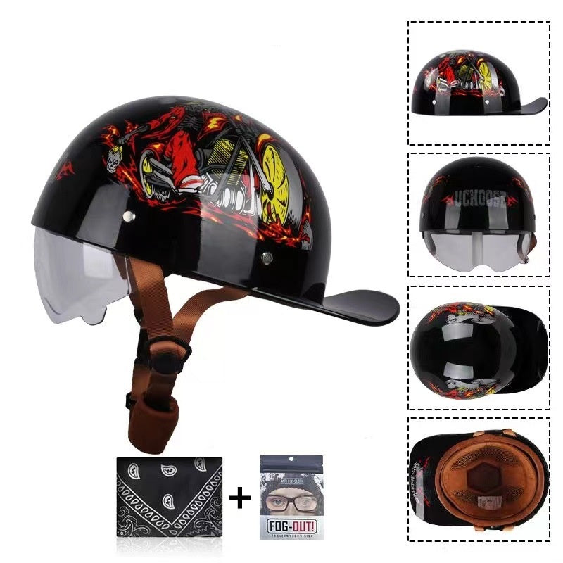 Casque de moto rétro imprimé créatif maison