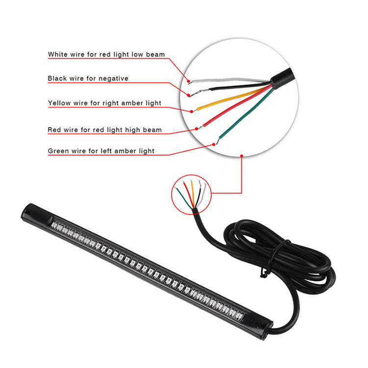 Moto LED Lampe de frein bicolore de direction Imperméable Barre plaque de licence auxiliaire