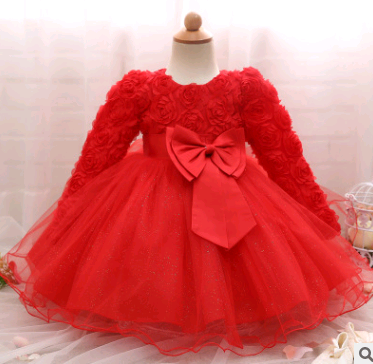 Robe fille à manches longues robe rose robe enfant robe