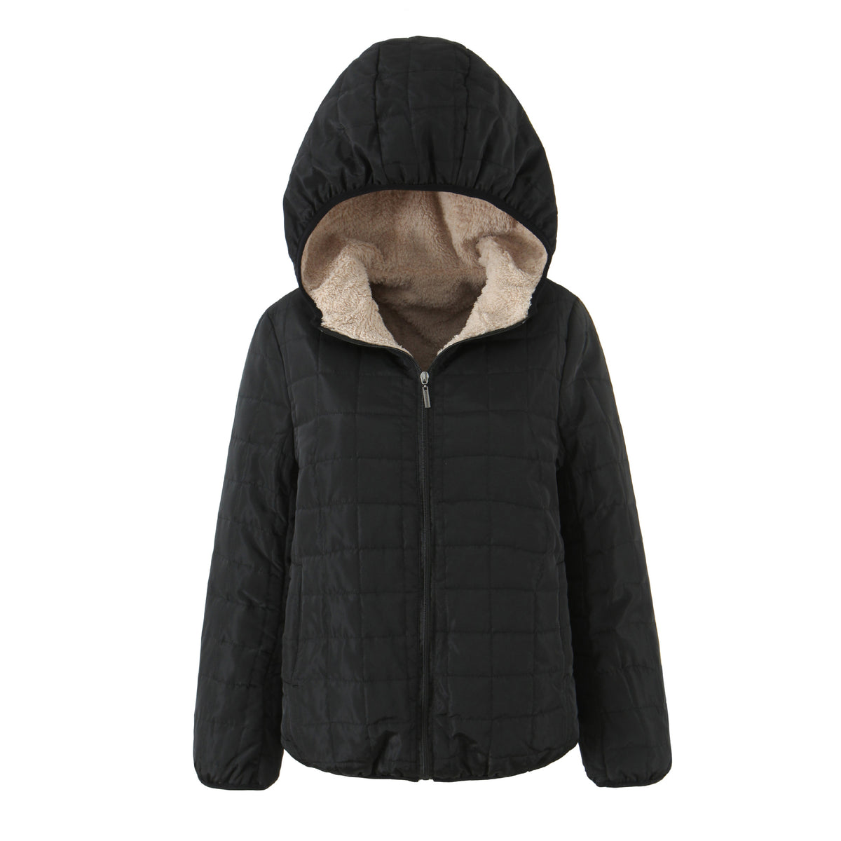 Manteau à capuche en coton rembourré de taille moyenne pour femmes