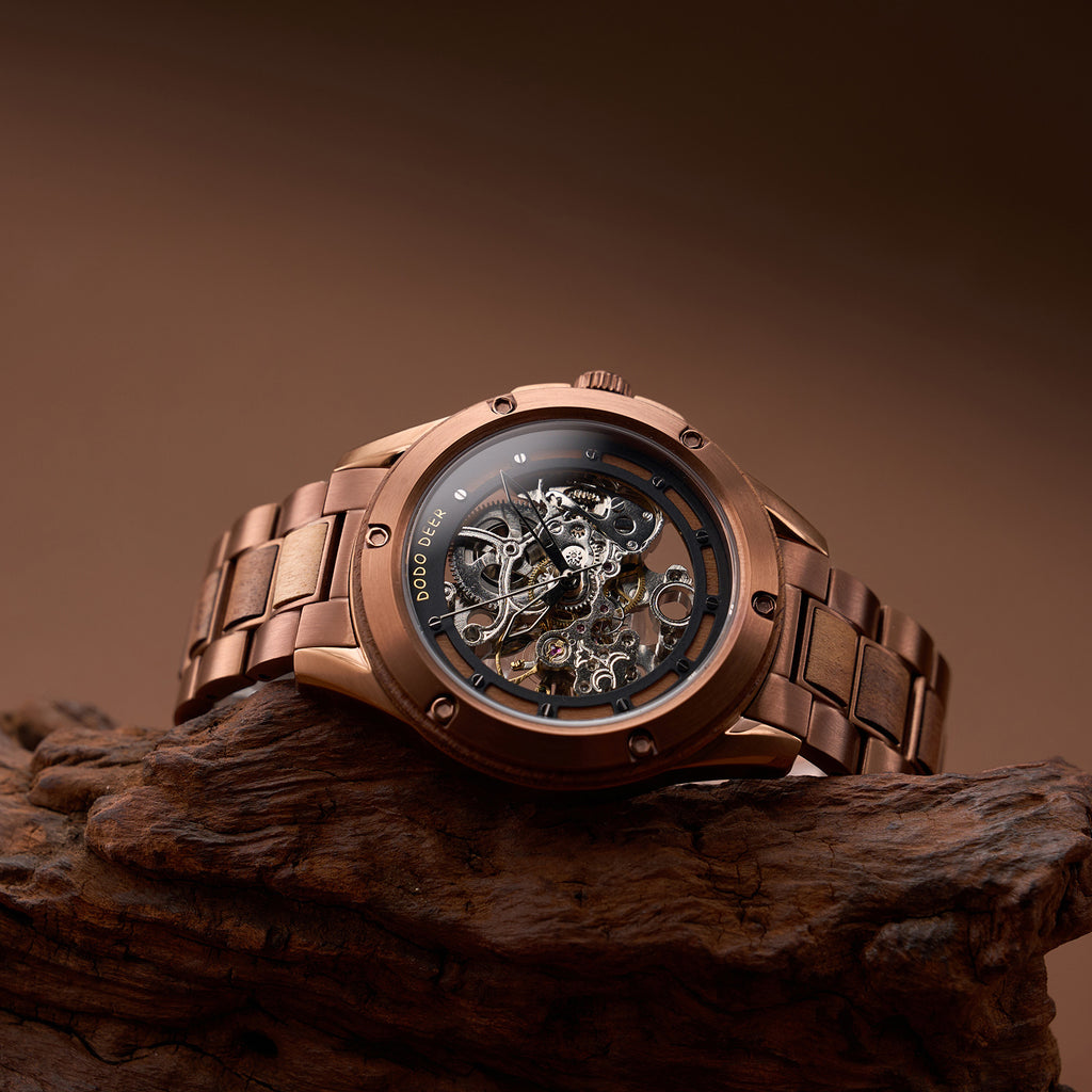 Montre mécanique en bois pour hommes