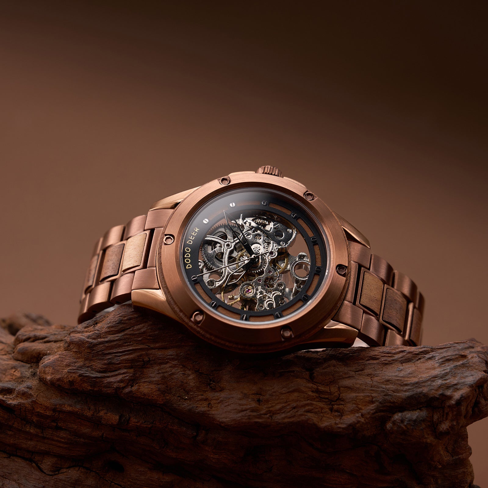 Montre mécanique en bois pour hommes