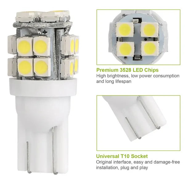 10Pcs 12V T10 LED Ampoule Wedge Base Intérieur Dome Carte Lumières LED Plaque de licence Trunk S