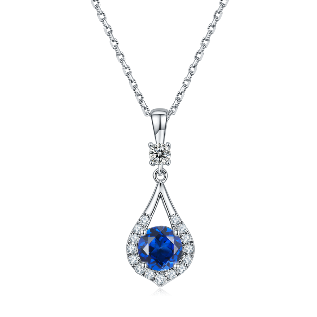 S925 Collier en argent sterling Teardrop Halo