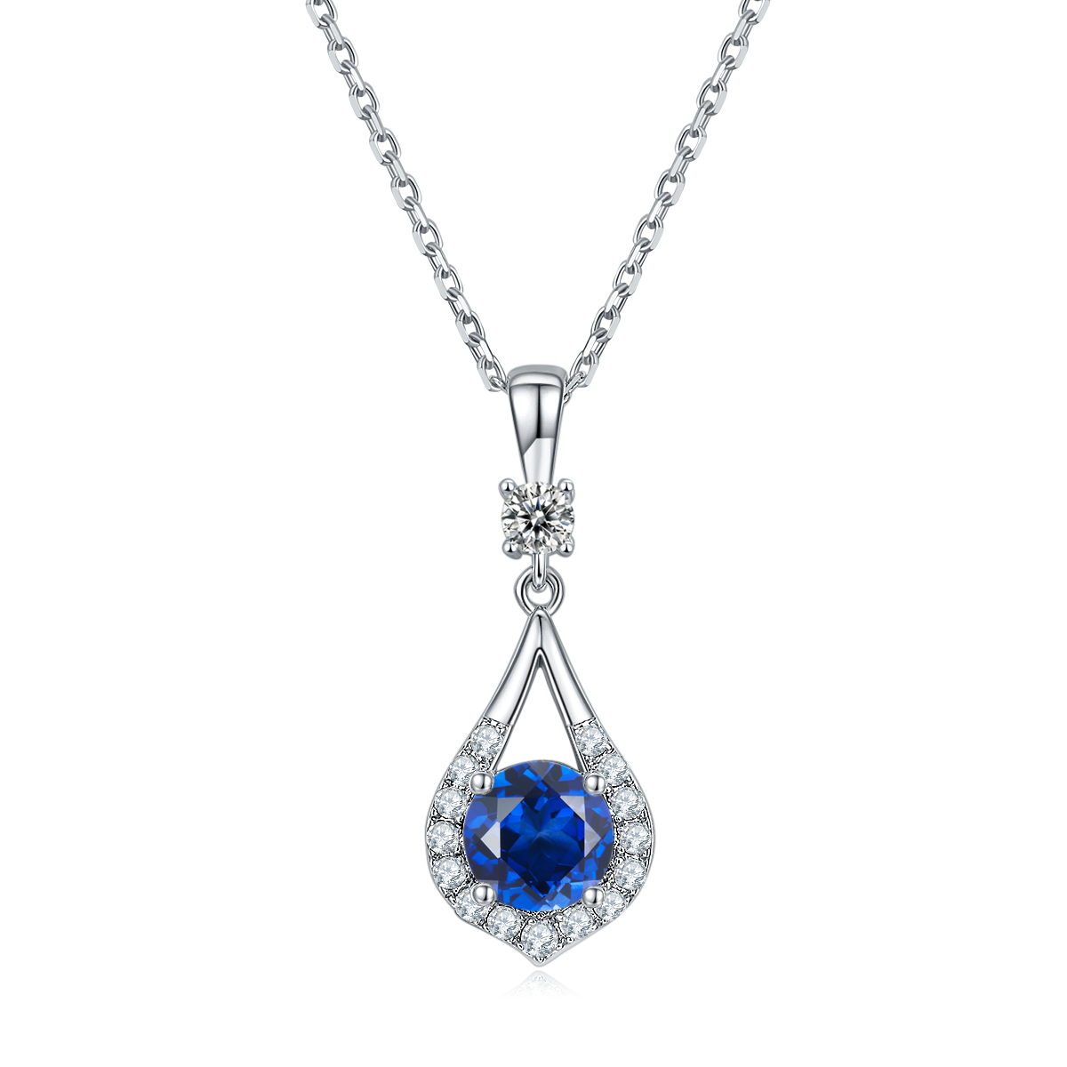 S925 Collier en argent sterling Teardrop Halo