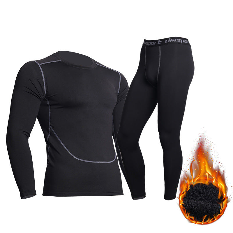 Ensemble de vêtements de fitness sport pour hommes Entraînement de course Basketball Plus Pantalon de compression Velvet