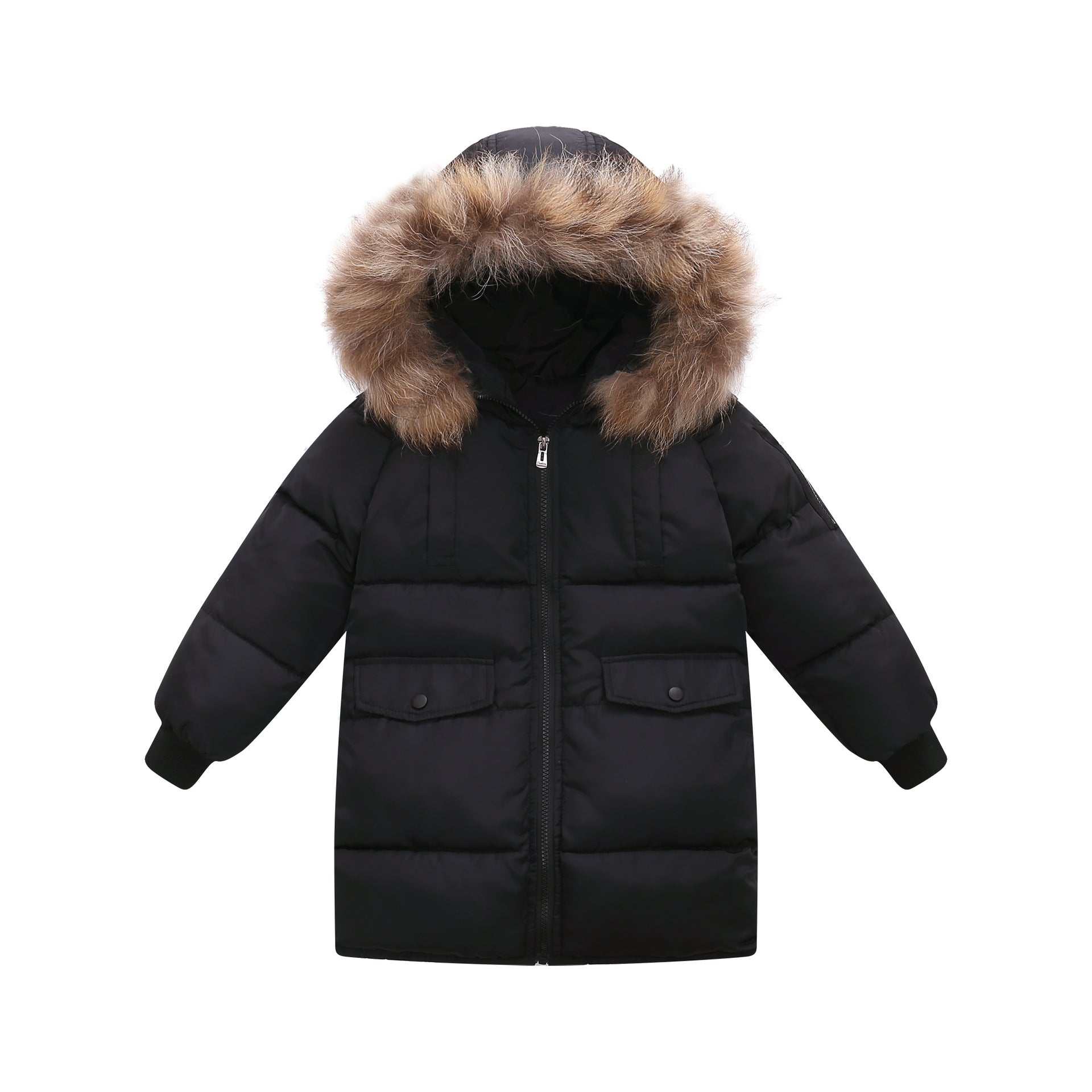 Veste rembourrée et duvet d'enfants Collier de fourrure de camouflage