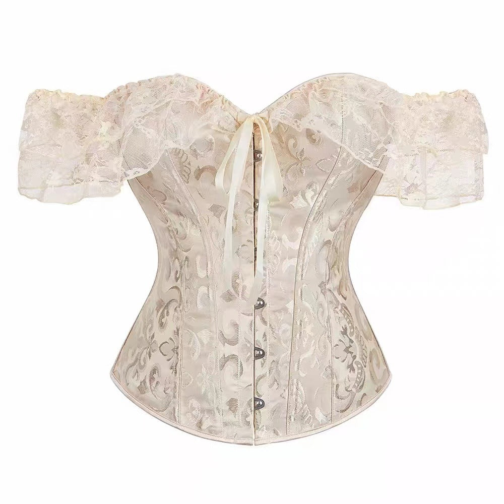 Border Palace Corset Dentelle Sexy Fishbone Soutien-gorge Robe minceur One-Sholder Waist Femme Supp