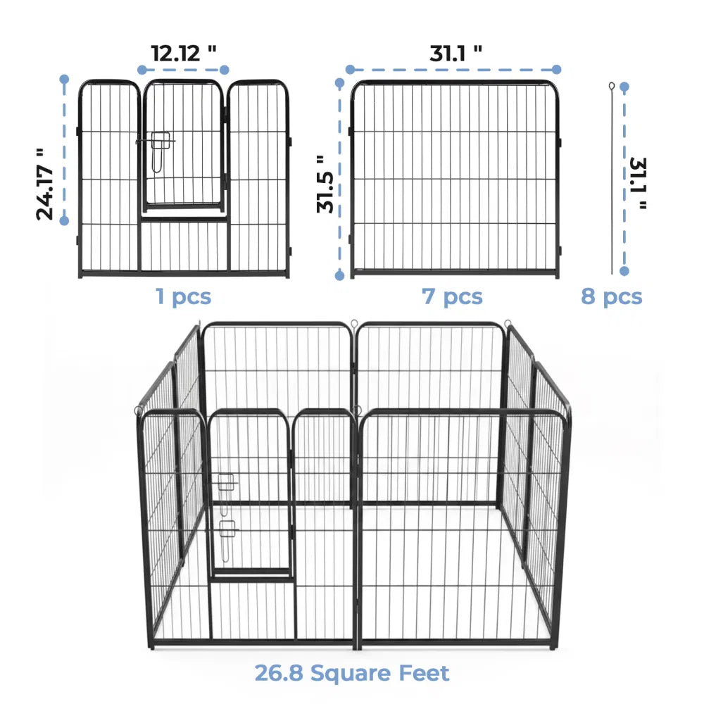 Stylo d'exercice en métal de hauteur de clôture intérieure avec porte Petit chiot/Moyen/Grands chiens