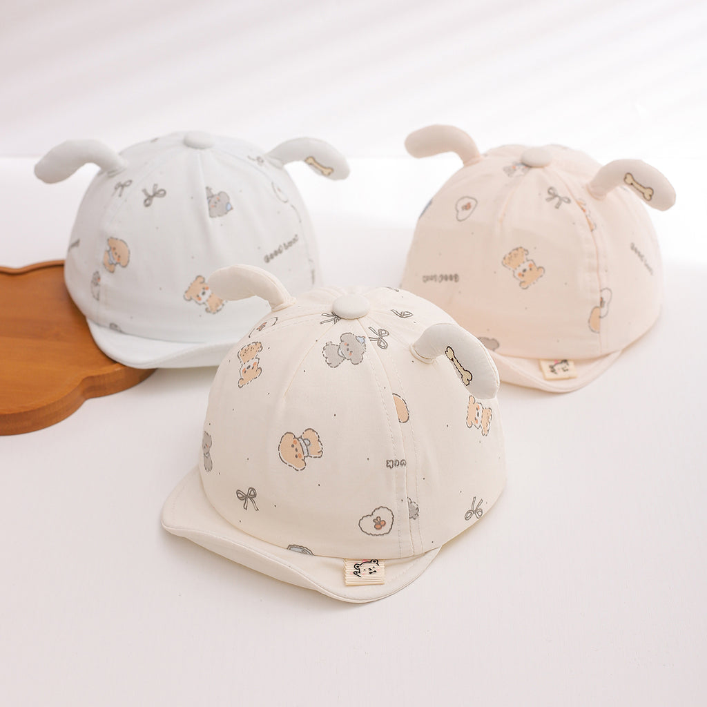 Modèle d'été pour enfants Respirant Dog Décoration Round-top Soft Brim Sun Protection Headg