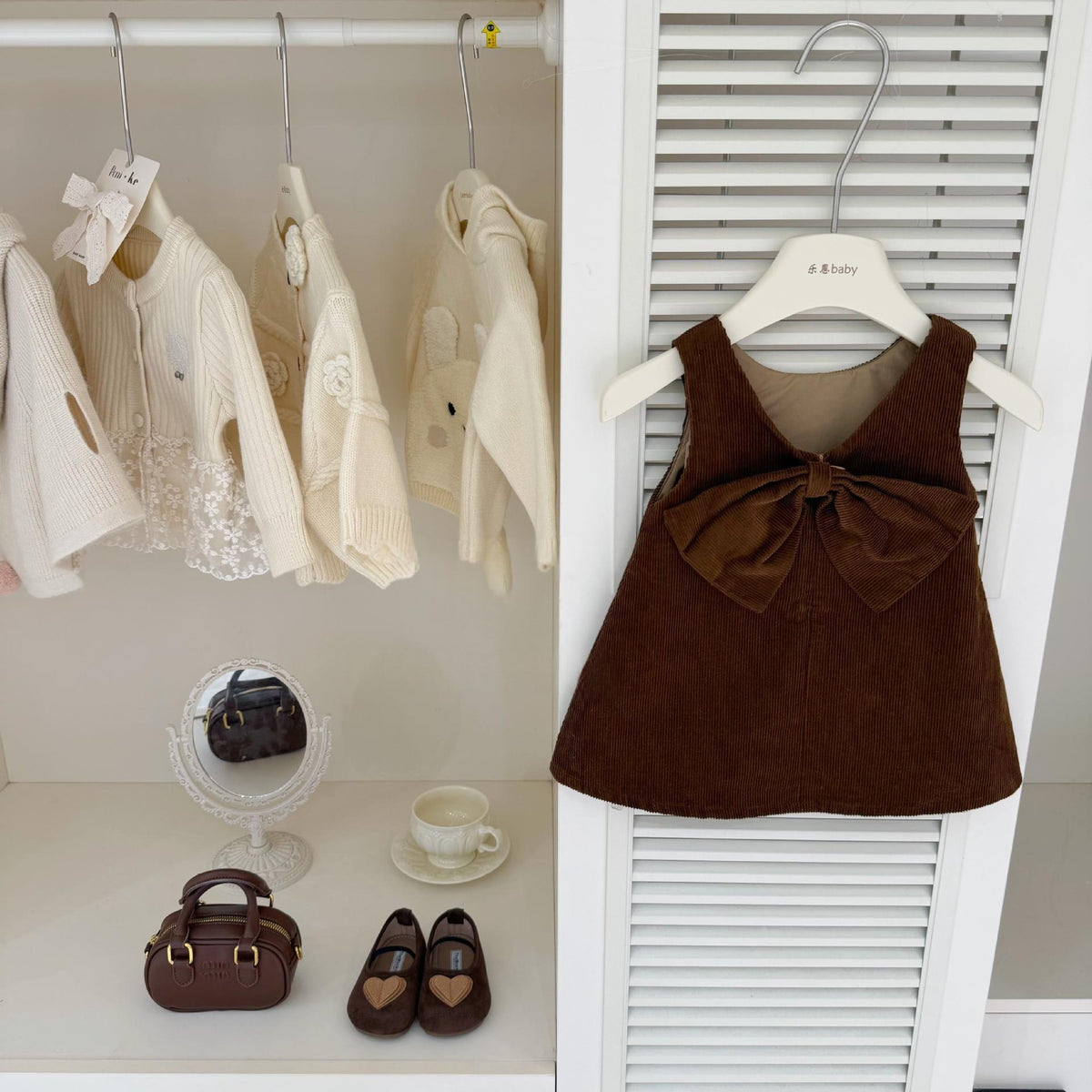 Filles Autumn Bow-Knot Top et robe deux pièces Set
