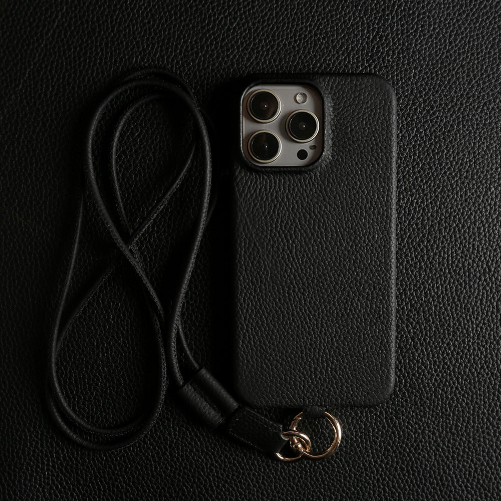 Boîtier de téléphone en couleur solide avec un lanyard haut de gamme