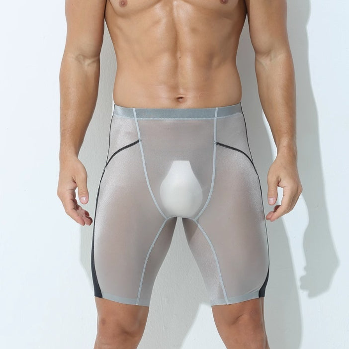 Sous-vêtements de sport en soie glacée Hommes Non-trace Porter Leg Quick Dry Plus Long Porter Crotch