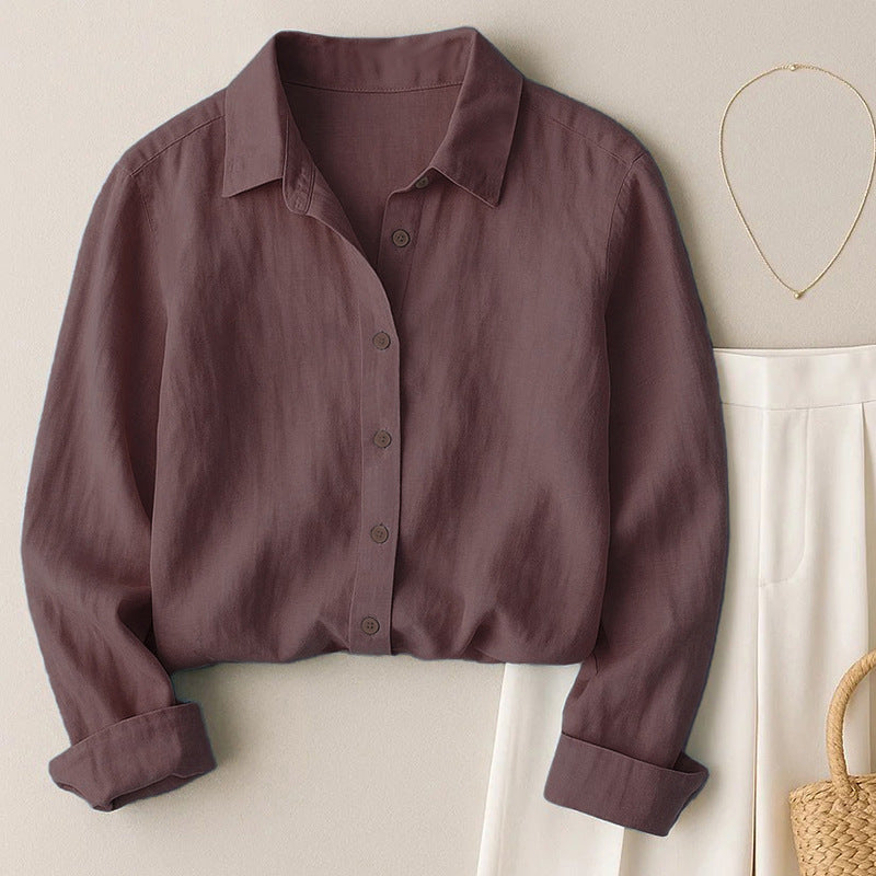 Chemise décontractée en couleur unie de style français