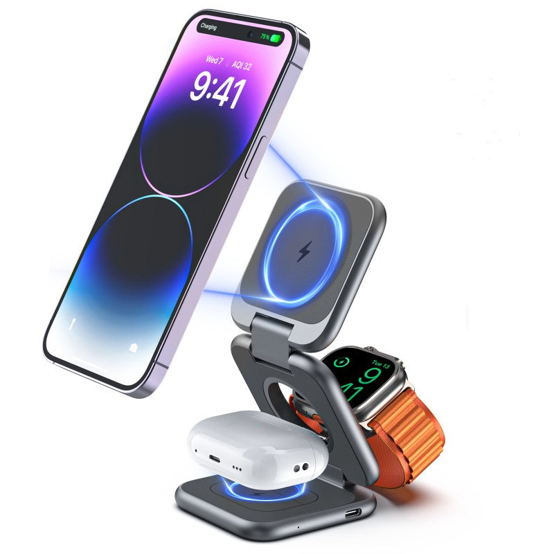 Casque de montre mobile Chargeur magnétique pliant 3 en un sans fil