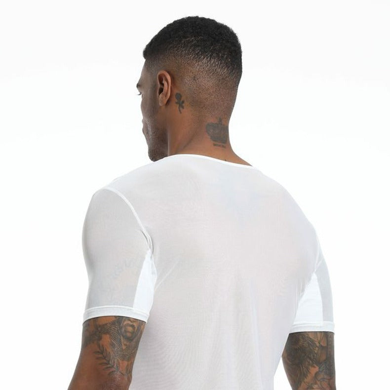 Tank Tank Top homme avec underarm Sweat wicking Pads Hommes manches courtes Workout Chemise avec