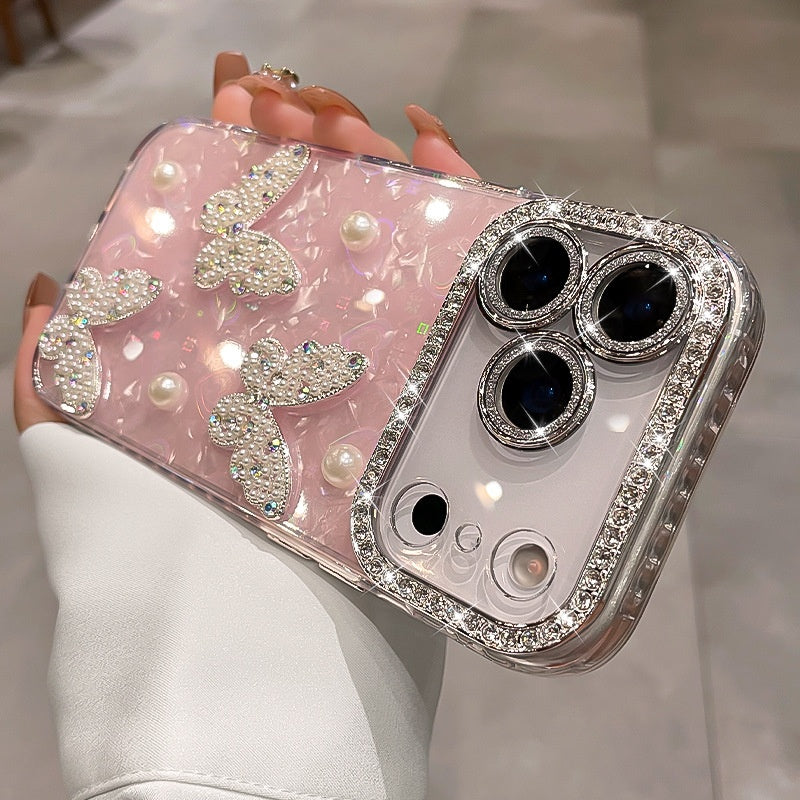 Perle à papillon tridimensionnel Strass Lens Protecteur tout compris