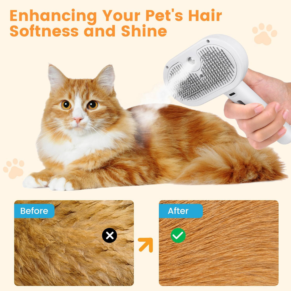 3 en 1 brosse à vapeur de chat